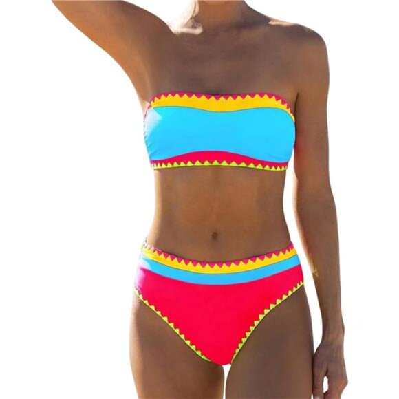 bandeau colorblock swimsuit